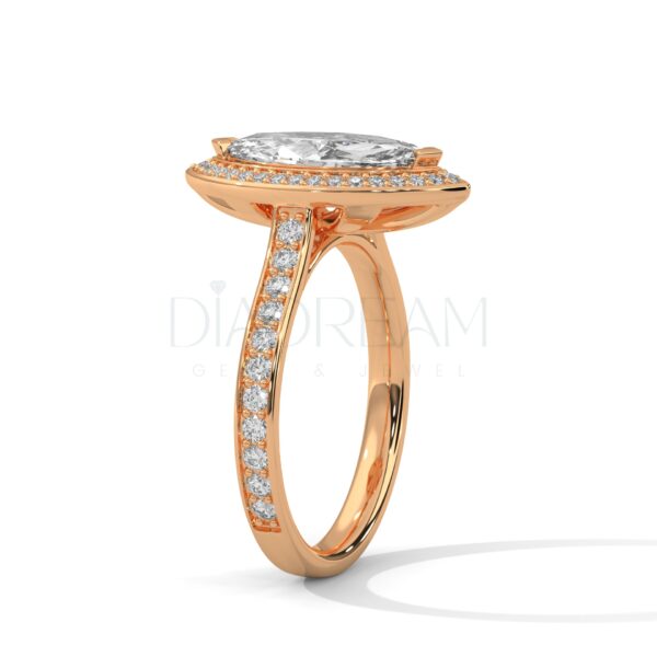 2 Carat Marquise Cut Moissanite Halo and Pave Ring