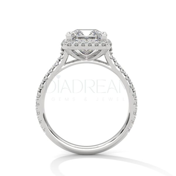2 Carat Princess Cut Moissanite Halo and Pave Ring