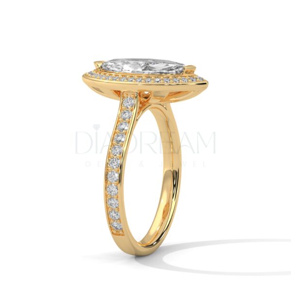 2 Carat Marquise Cut Moissanite Halo and Pave Ring