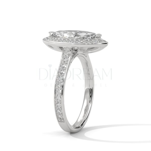 2 Carat Marquise Cut Moissanite Halo and Pave Ring