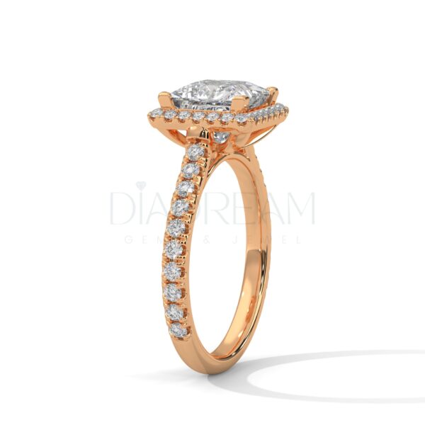 2 Carat Princess Cut Moissanite Halo and Pave Ring