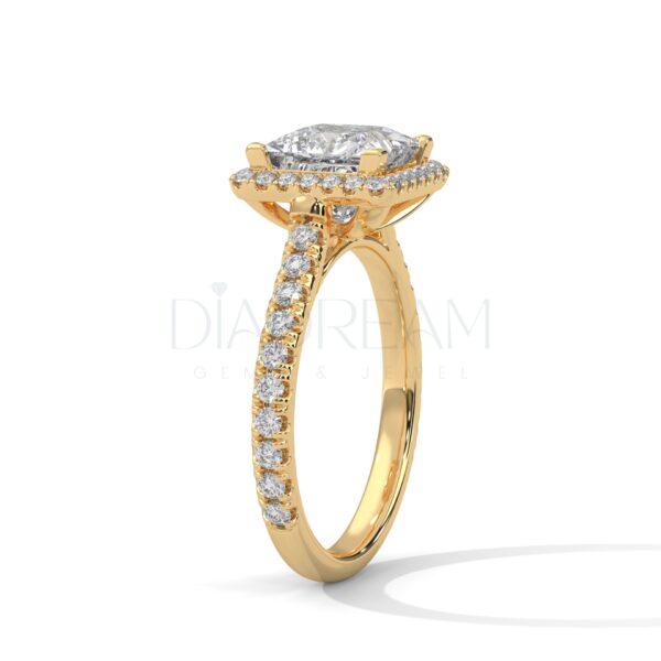 2 Carat Princess Cut Moissanite Halo and Pave Ring