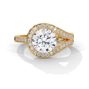 2 Carat Round Cut Moissanite Bypass Halo Ring: Unmatched Brilliance and Fire