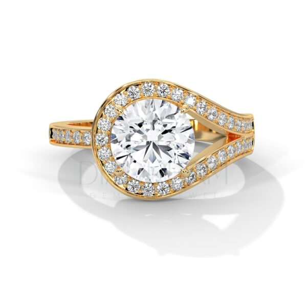2 Carat Round Cut Moissanite Bypass Halo Ring: Unmatched Brilliance and Fire