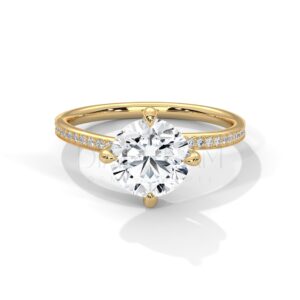 2 Carat Round Cut Moissanite Bypass Pave Set Ring