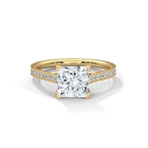 2 Carat Princess Cut Moissanite Pave Diamond Ring