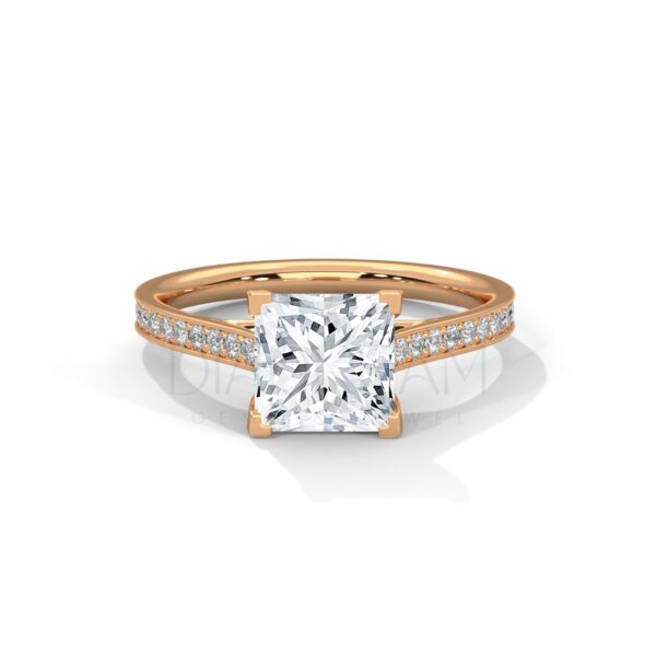 2 Carat Princess Cut Moissanite Pave Diamond Ring