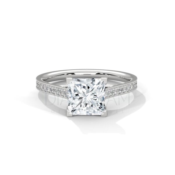 2 Carat Princess Cut Moissanite Pave Diamond Ring