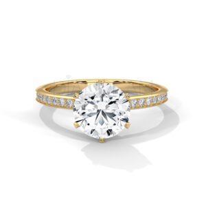 Experience the Dazzle: A 2 CT Round Cut Moissanite Pave Set Ring