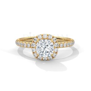 Cushion Cut 2.0 CT Moissanite and Cubic Zirconia Diamond Ring