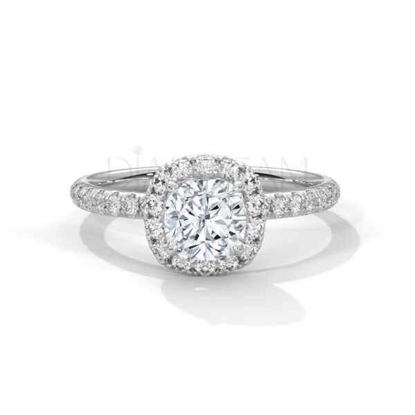 Cushion Cut 2.0 CT Moissanite and Cubic Zirconia Diamond Ring