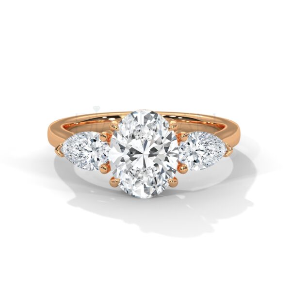 2 Carat Oval Cut Moissanite Ring with Pear-Shaped Accents