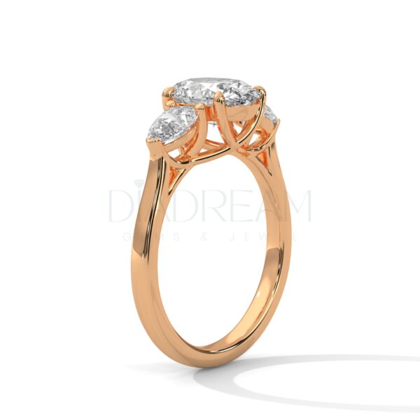 2 Carat Oval Cut Moissanite Ring with Pear-Shaped Accents