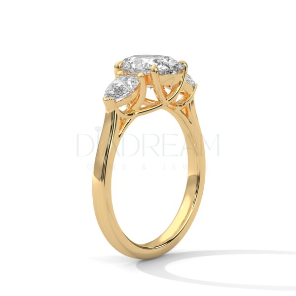 2 Carat Oval Cut Moissanite Ring with Pear-Shaped Accents