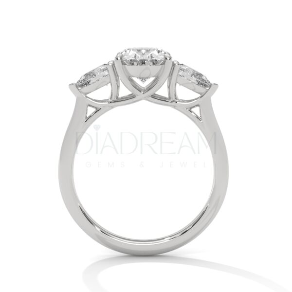 2 Carat Oval Cut Moissanite Ring with Pear-Shaped Accents