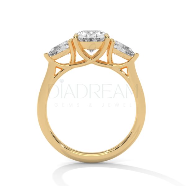 2 Carat Oval Cut Moissanite Ring with Pear-Shaped Accents
