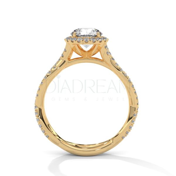 1 Carat Round Cut Moissanite Halo and Twisted Shank Ring
